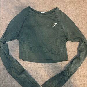Gymshark long sleeve crop top size small forest green